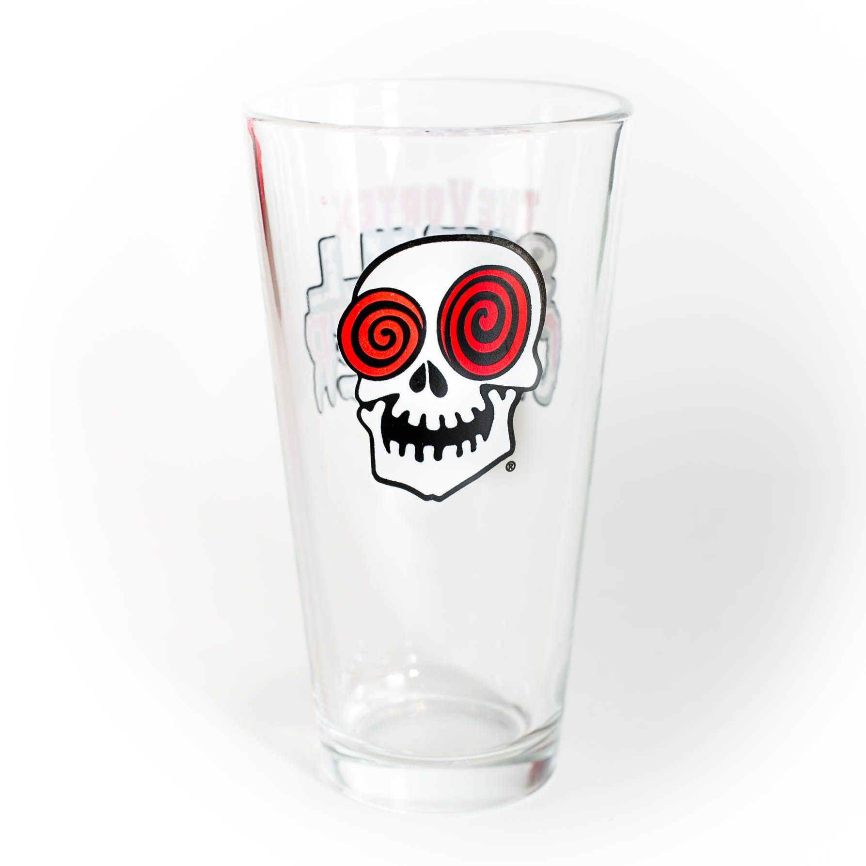 2 x 16oz Glasses Collectible Halloween Laughing Skull Vortex Beer  TWO 